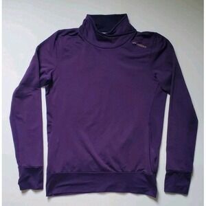 Brooks Womens L Purple Ribbed Mock Neck Running Shirt Pullover Long Sleeve Top